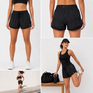 Core 10 Running Shorts Womens 2XL Black Lined Zip Pocket Performance Gym Workout